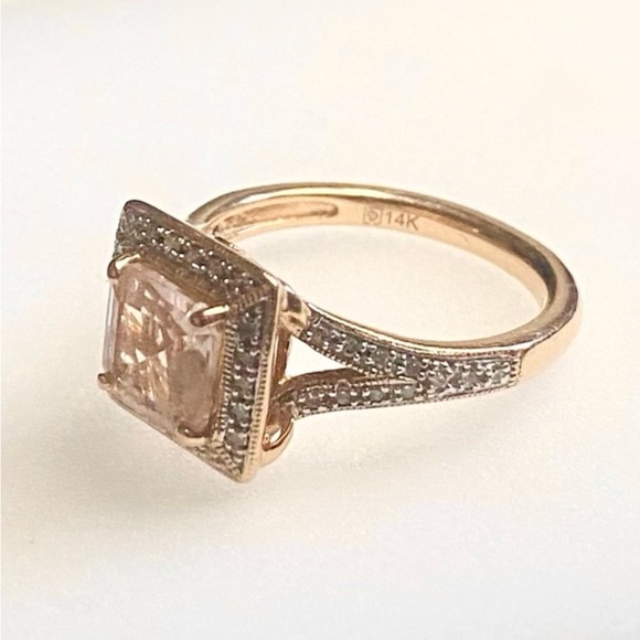 Morganite & Diamond 14K Rose Gold Ring - Picture 9 of 13